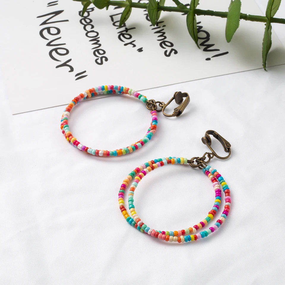 Rainbow Colors Beads Round Dangle Drop Earrings for Women Female 2018 Wedding Anniversary Party Earrings Jewelry Accessories