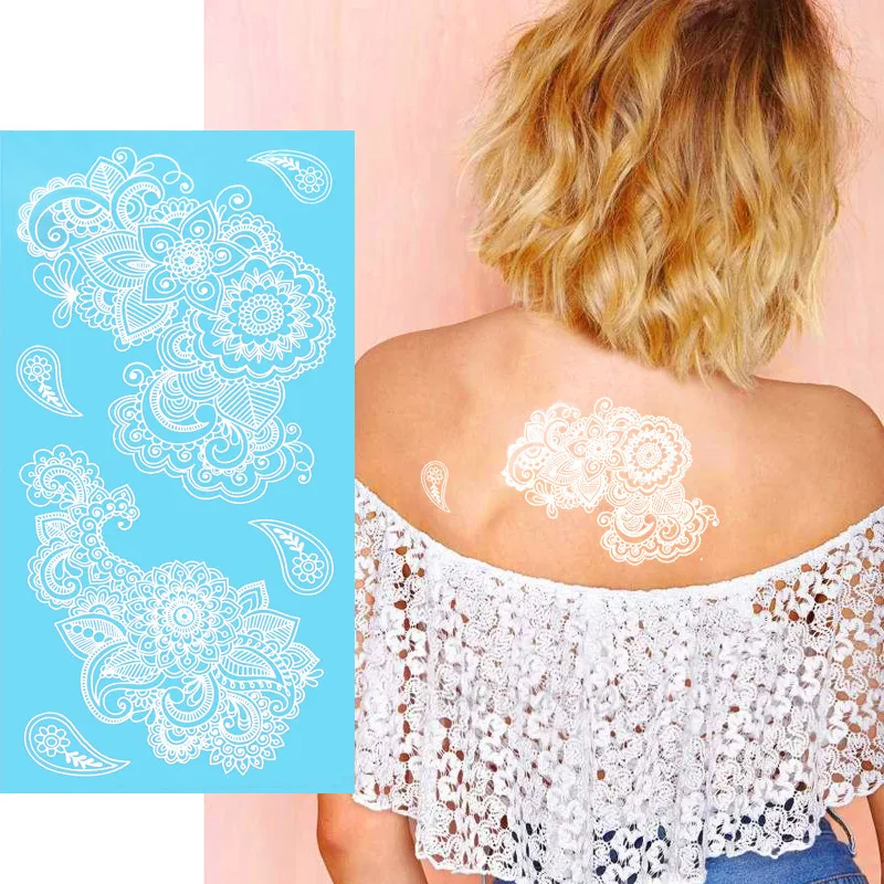 Folha de Renda Projeto da Flor Etiqueta do Tatuagem de Henna Preta Tatuagem Totem Borboleta Temporária Body Art Braço Perna Mão Modelo 9 5 Tatuagens temporárias