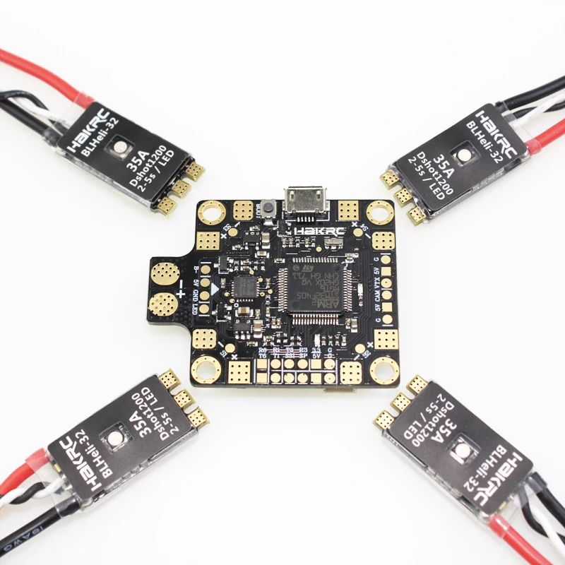 

HAKRC Betaflight F4 Flight Controller OSD Intergrated PDB 4 Pcs 35 2-5S Blheli32 Bit Brushless Racing ESC W/ LED for RC Models