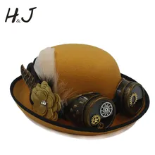 Ручная работа Fedora Шляпа стимпанк БОУЛЕР шляпа для женщин мужчин шестерни очки топ для косплея шляпа Бейли офголливуд головные уборы праздничные колпаки 20