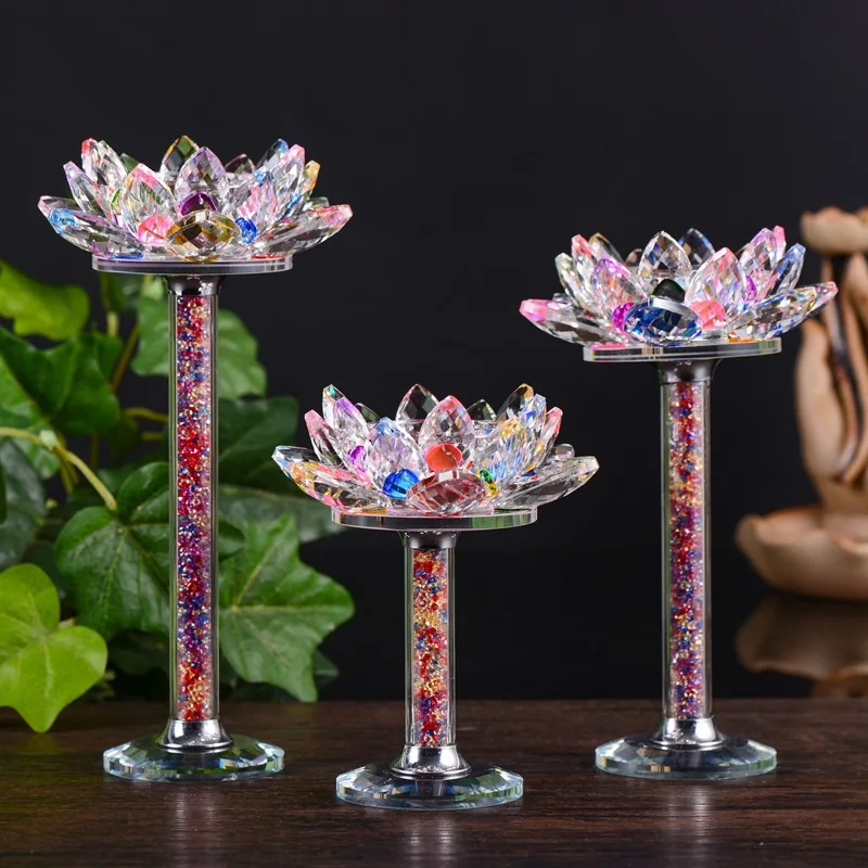 

Crystal Lotus Candle Holders Feng Shui Bowl Candlestick For candelabra centerpieces Wedding Home Bar Party Decor Table Ornament