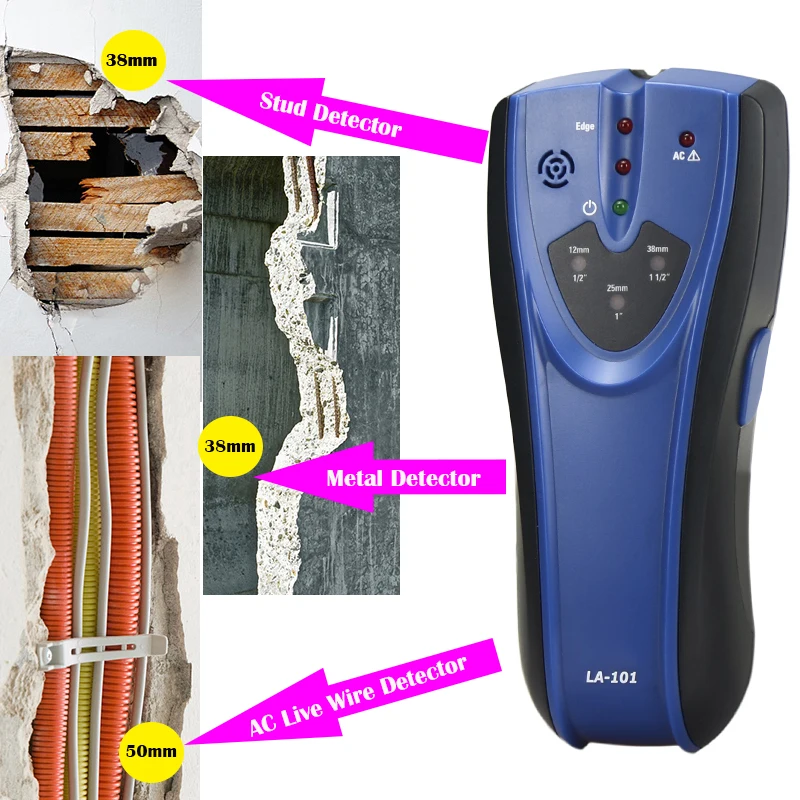 

Multi-function Detector 3 in1 Metal wood AC Voltage Live wire Detect with Alarm function Wall detector Woodworker Plumber