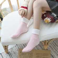 Новинка; зимние носки с вертикальными полосками; теплые и дышащие однотонные бархатные носки с ворсом