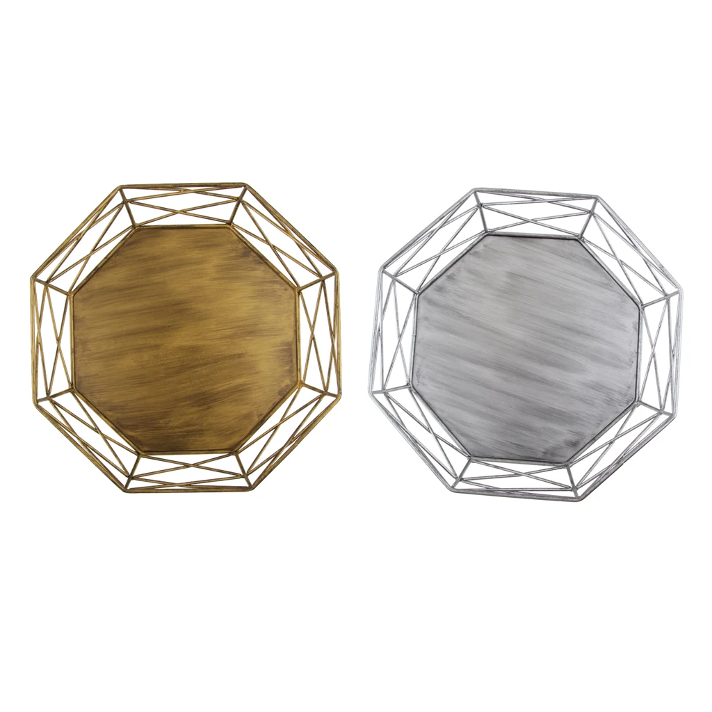 MagiDeal Cake Holder Hollow Out Dessert Holder Iron Polygon Stand Silver Gold Bakeware For Christmas Wedding Ornament