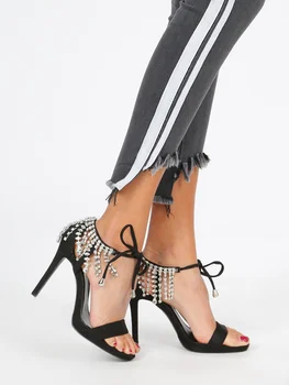 

Woman sandal 10.5 cm black high heel ankle strap Sandal