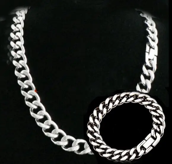 

15mm Huge Miami Cuban Curb Chain Bracelet & Necklace Set Stainless Steel Jewelry set 24''+9'' Cool