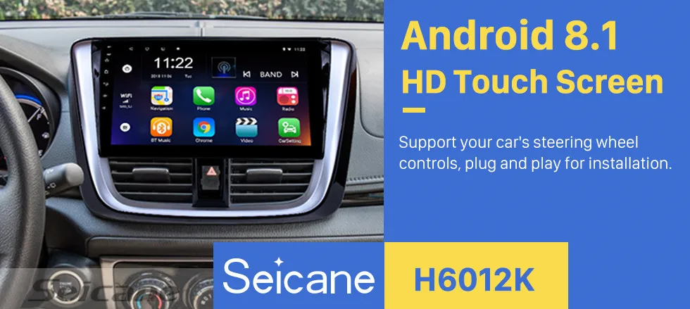Sale Seicane Android 8.1/7.1 10.1" 2Din Car Radio Stereo GPS Multimedia Player Touchscreen Head Unit For 2014-2017 TOYOTA VIOS Yaris 0