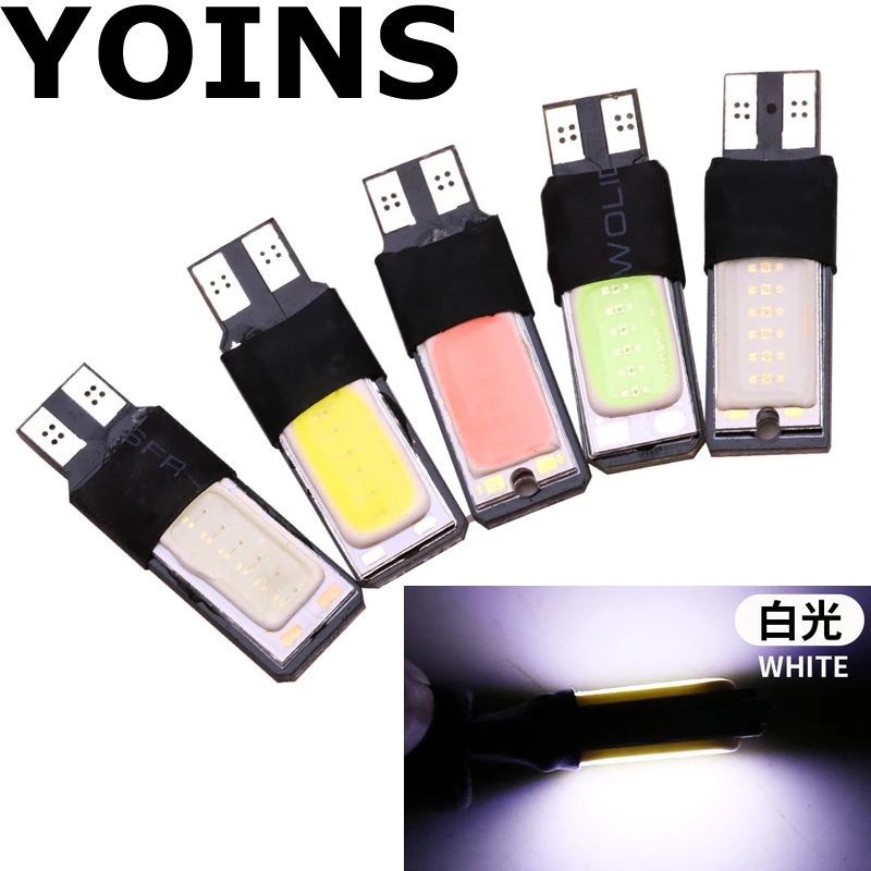 Высокая мощность t10 w5w led cob автомобильный 5w5 12v t 10 bule белый светильник