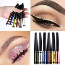 Модный дымчатый цвет, пигмент, Металлические тени для век, глаза, водостойкий макияж, блестящая жидкая подводка для глаз и карандаш для век