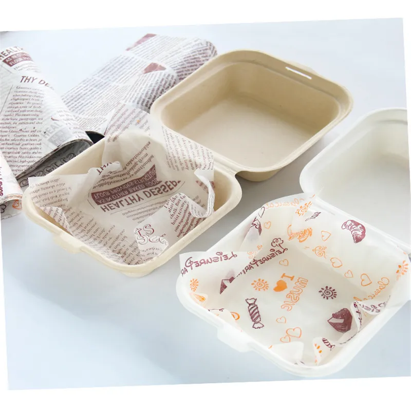 

50Pcs Food Grade Food Wax Paper Oil Proof Food Wrappers Paper Bread Sandwich Burger Fries Packing Paper Baking Tools 18*18cm