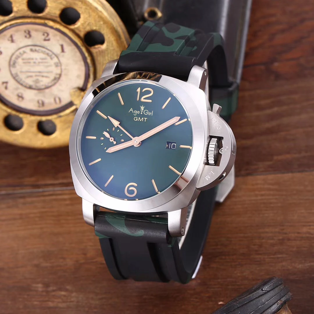 

Luxury Brand New Men Automatic Mechanical Sapphire Stainless Steel Watches Silver Black Brown Leather Luminous GMT Watch AAA+