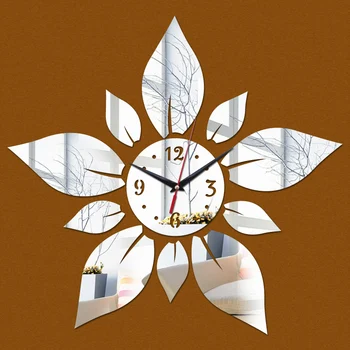 

new home decoration 3d acrylic mirror wall clocks quartz living room modern design diy digital watch
