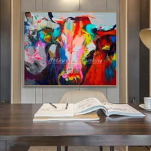 Arthyx настенные картины ручная роспись корова животные картины маслом на холсте Современный абстрактный поп-арт-стена картины для комнаты домашний декор