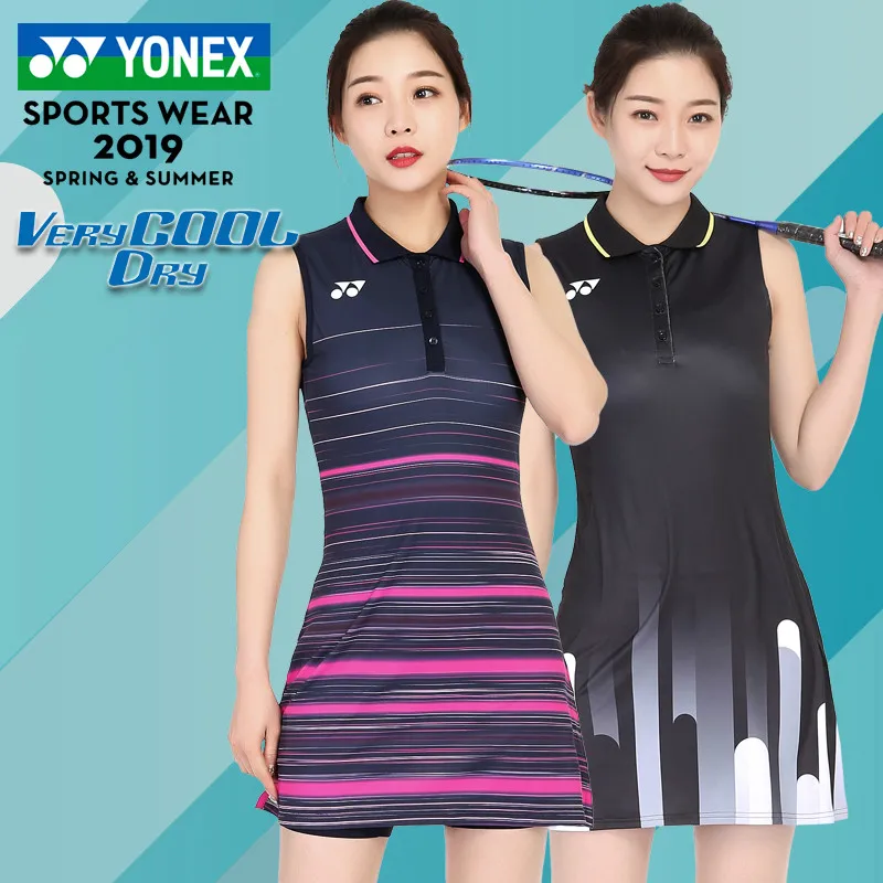 Yonex стильная быстросохнущая юбка для бадминтона, женское платье, спортивная одежда, юбка для тенниса, юбка без рукавов для женщин