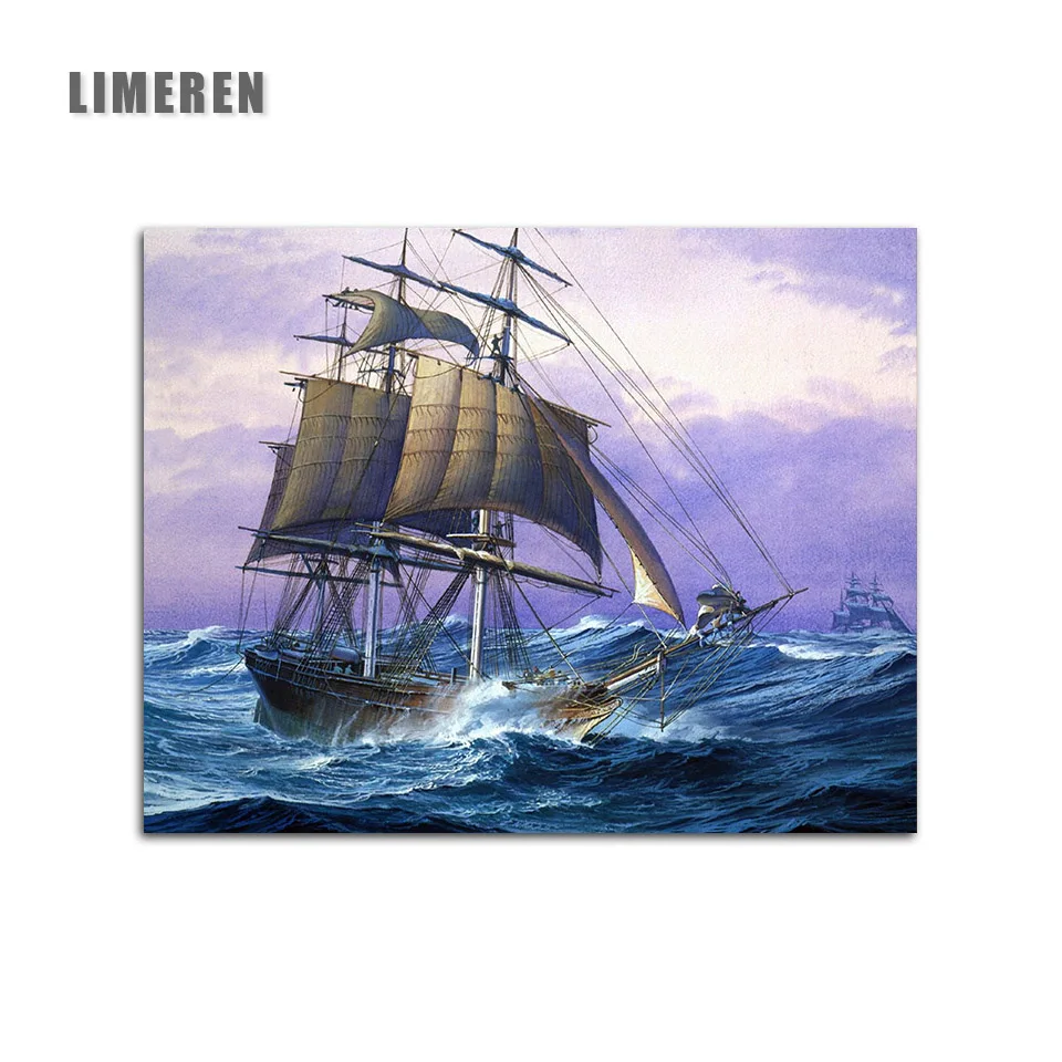 

Ship Sailing Diy Painting By Numbers Abstract Ocean Oil Painting On Canvas Cuadros Decoracion Acrylic Wall Picture For Room