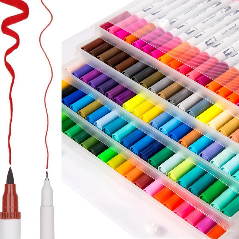 

Art Supplies Markers Pen 100 Colors Art Markers Dual Tips Coloring Brush Color Pens Water Marker for Drawing Sketching