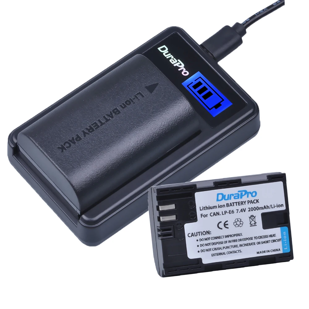

1pc LP-E6 LP E6 LP-E6N LPE6 Rechargeable Li-ion Camera Battery + LCD USB Charger for Canon EOS 5DS R 5D Mark II 5D 6D 7D 80D