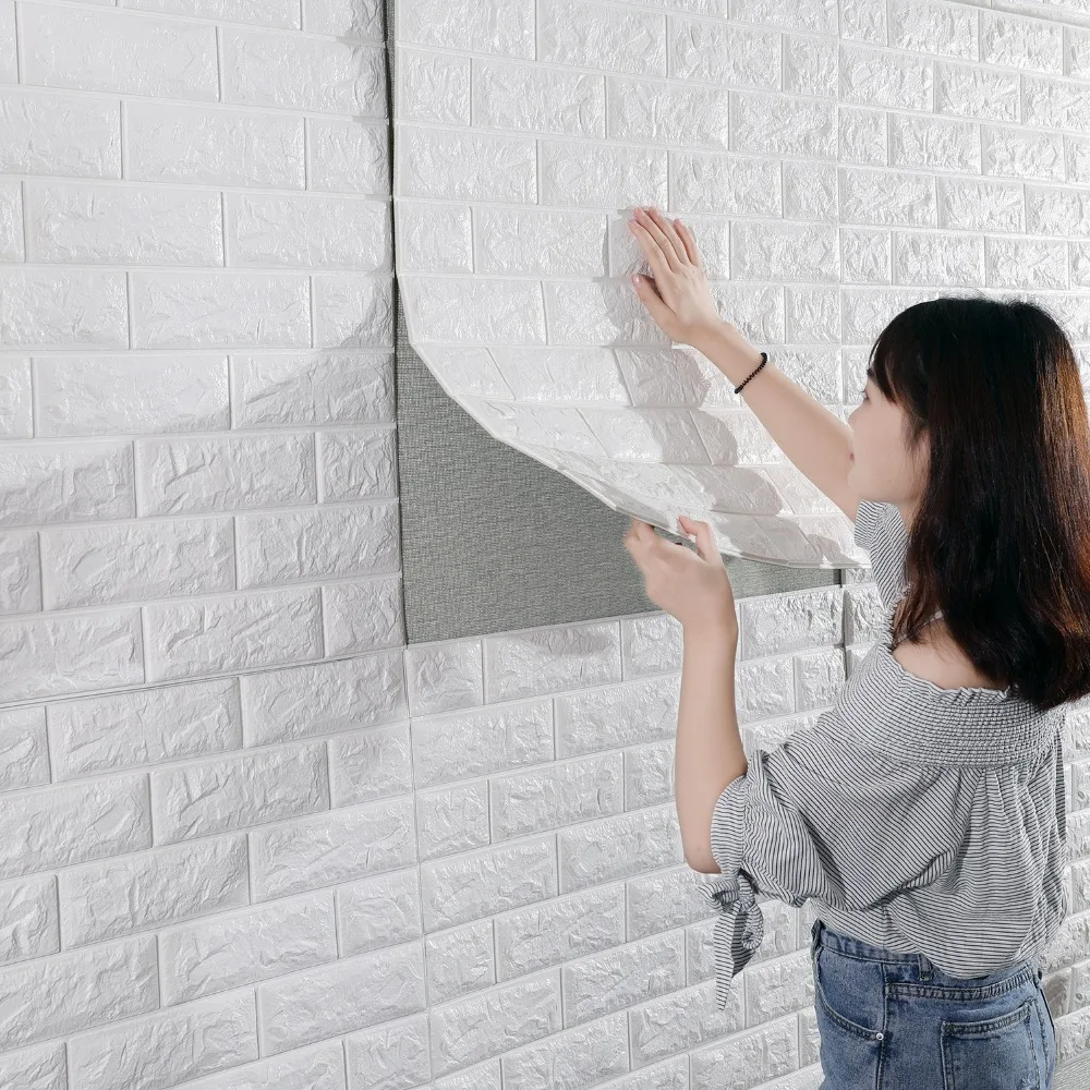 Brick pattern 3d  solid wall stickers bedroom foam  