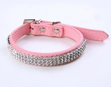 XS- L Bling Big Rhinestone Dog Collars Crystal Diamond Pet Dog Puppy Suede Leather Collars PU leather adjustable four colors