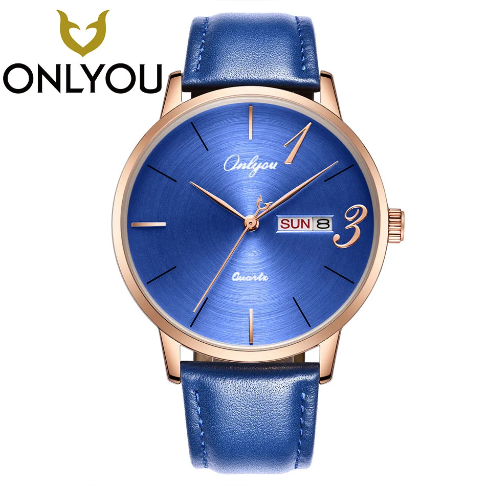 

ONLYOU Top Fashion Lover Watch Men Casual 13/14 Quartz Clock Women Simple Genuine Leather Waterproof Wristwatch Gift Wholesale