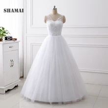 SHAMAI 2018 Wedding Gowns Cheap White Ivory Bride Dress Ball  Gown Plus Size Wedding Dresses Real Photo Vestido De Noiva