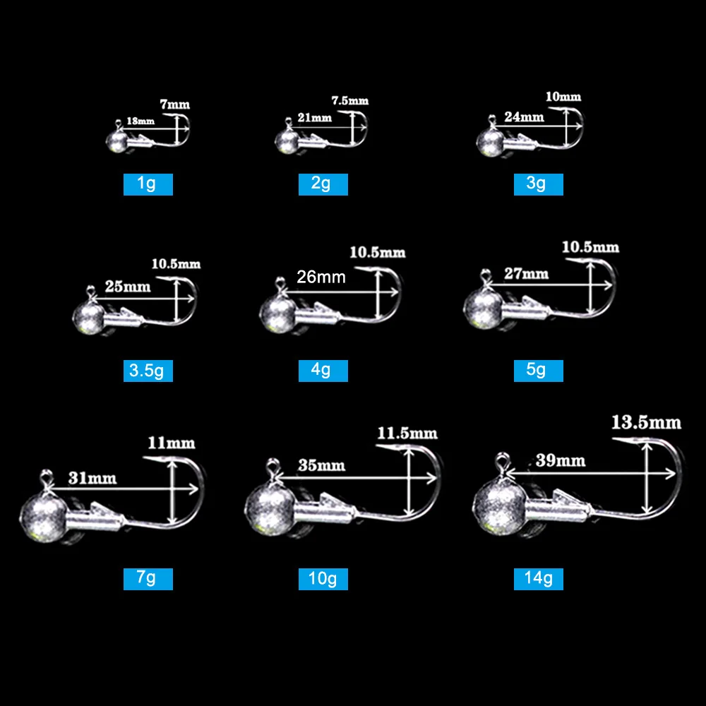 50 шт. крючки привести бронзовых морских рыболовных крючков круглый Jig Head крюк 1/2/3/3,5/4/5/7/10/14g мягкие приманки рыболовные принадлежности