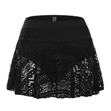 Женская летняя плиссированная Свободная юбка для плавания, высокая талия, ажурный вязаный купальник бикини с геометрическим цветочным кружевом