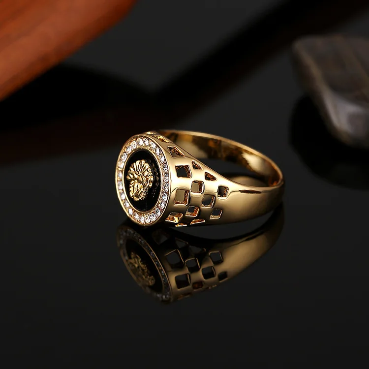2018 Vintage Male Gold Lion Head Ring For Men Wedding Engagement Rings Punk Rock Biker Men's Ring Jewelry