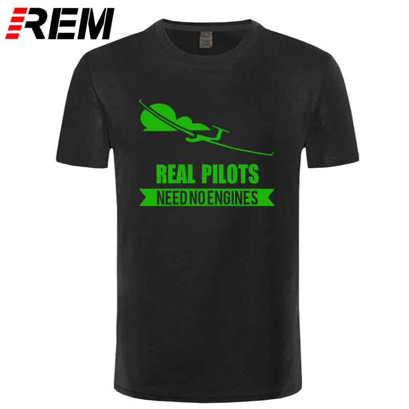 Настоящие летчики, не нужны двигатели, парусник или планер, дизайнерская Летняя мужская футболка с коротким рукавом, Мужская хлопковая футболка с принтом, брендовая футболка - Цвет: black green