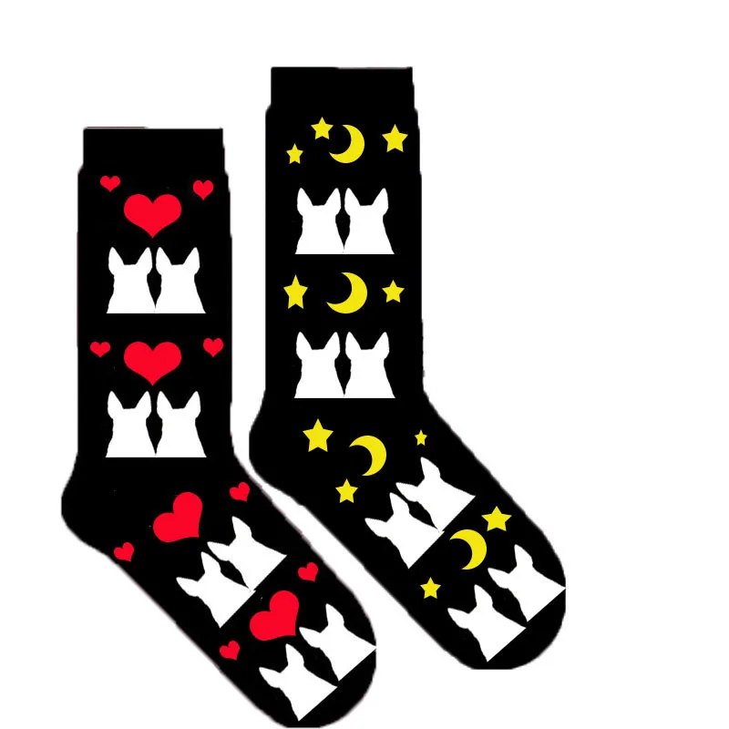 

valentine's day gift love and starry bull terrier socks for women 50pairs/lot wholesale