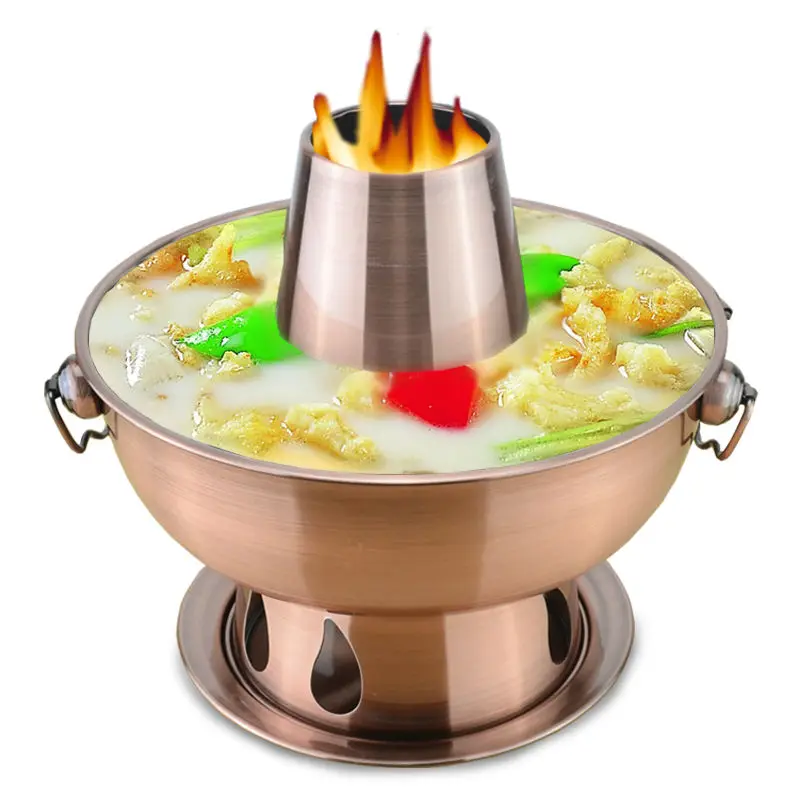 

1.8 liters High quality stainless steel hot pot, Chinese fondue Lamb Chinese Charcoal hotpot outdoor cooker picnic cooker