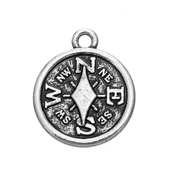 

10pcs Charms Compass 16.5x19.5mm Antique Silver Color Pendant Compass Charms For Jewelry Making Jewelry Findings