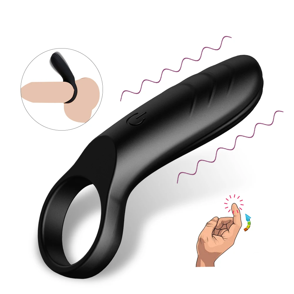 Silicone 10 Speed Vibrating Penis Vibrator With Ring Strong Erection For Delayed Ejaculati Penis -1972