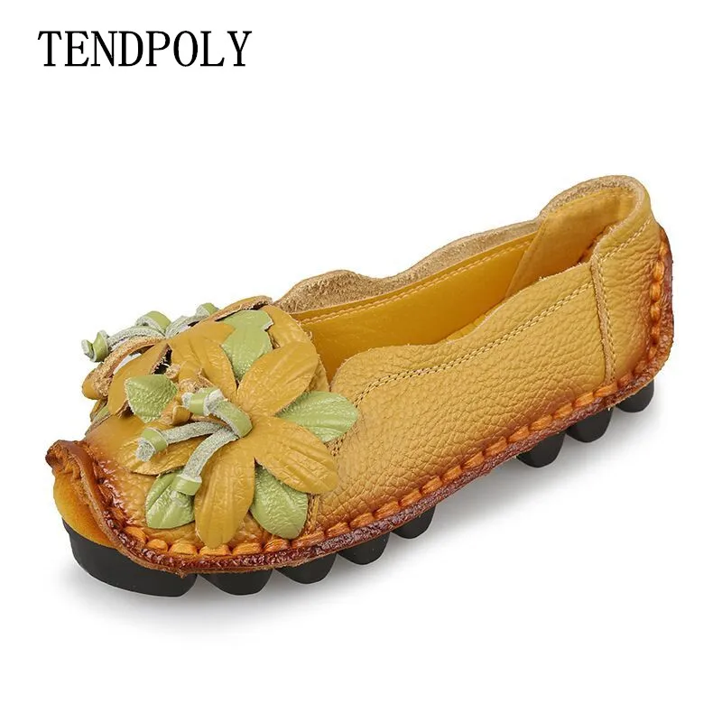 

New women's shoes national style Retro spring fall embroidered real leather women's singles shoes selling handmade casual shoes