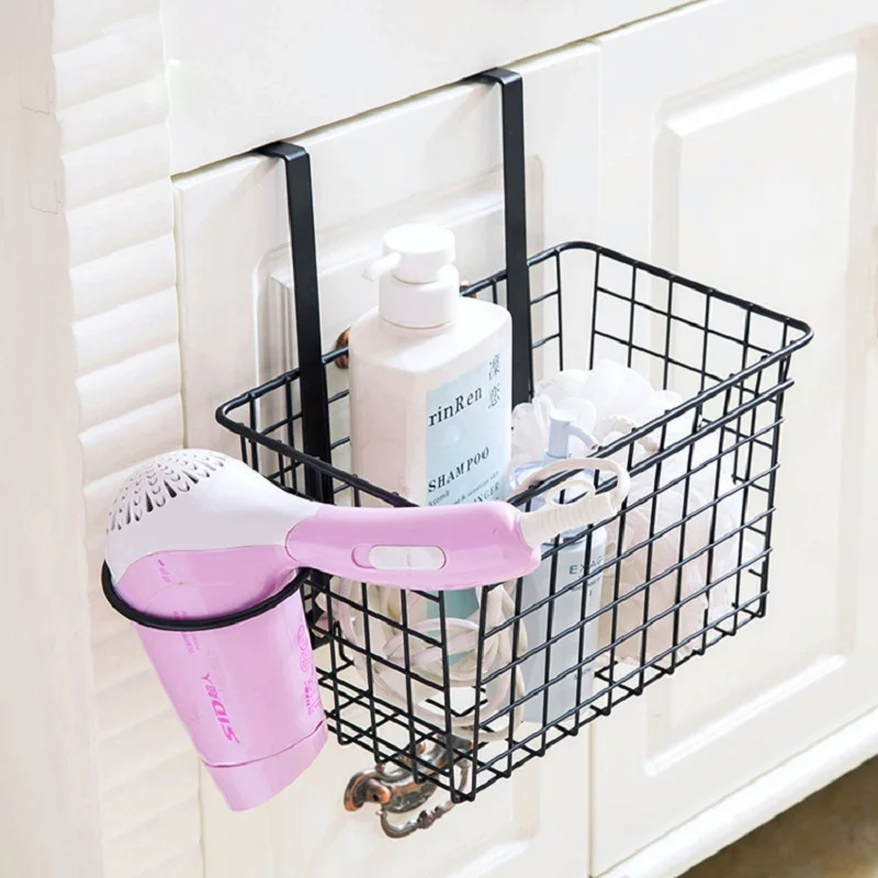 

Multifunctional Bathroom Storage Basket Creative Hair Dryer Sundries Organizer Iron Rack Kitchen Door Cabinet Hanging Holders