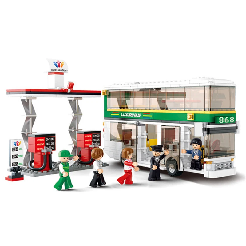403pcs Children's educational building blocks toy Compatible Legoingly city double decker bus figures Bricks birthday gifts | Игрушки и