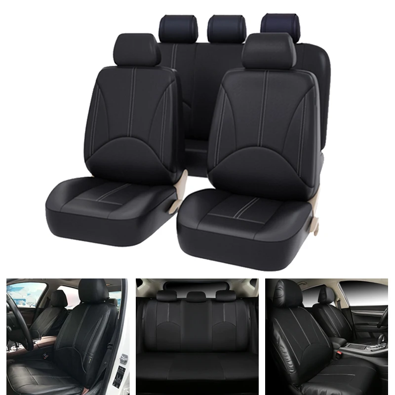 

For 5 Seats Car Seat Covers Black PU Leather Universal Fit Most Cars Covers Automobile Seat Cover Protector Auto Chair Cushion
