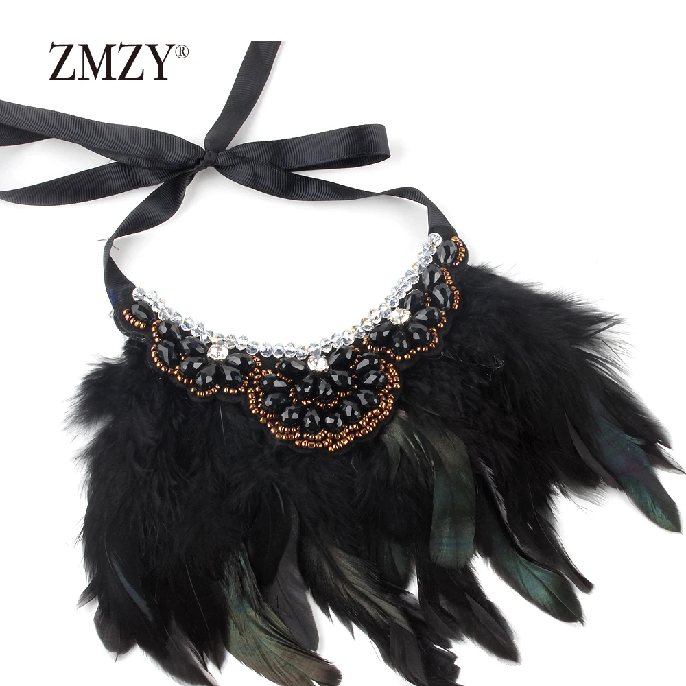 ZMZY многослойное ожерелье с перьями, модное ювелирное изделие для женщин, ожерелье, винтажное Брендовое массивное ожерелье, колье для женщин