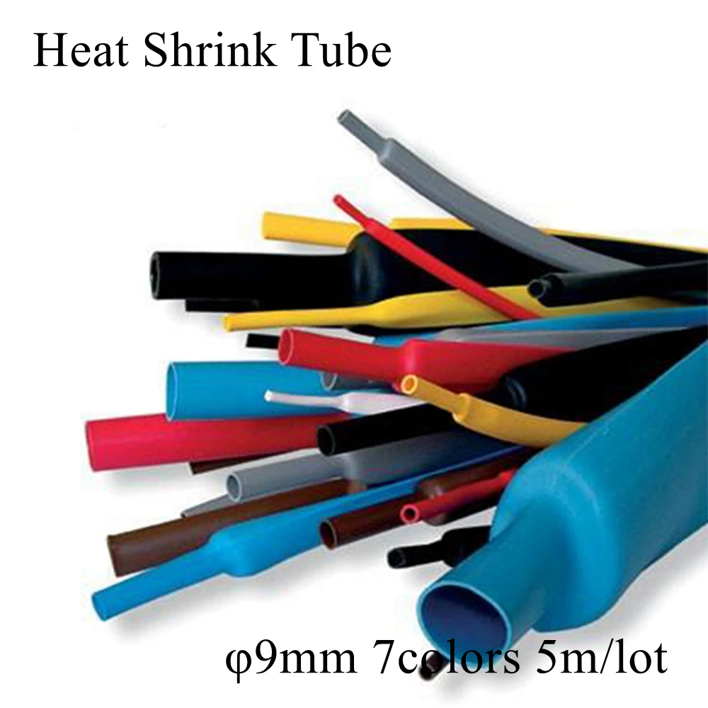 

5M 9mm Black Red Clear Transparent Yellow Blue Green White Polyolefin Quick Heat Shrink Tubing Tube Wire Cable Sleeve Tape Wrap
