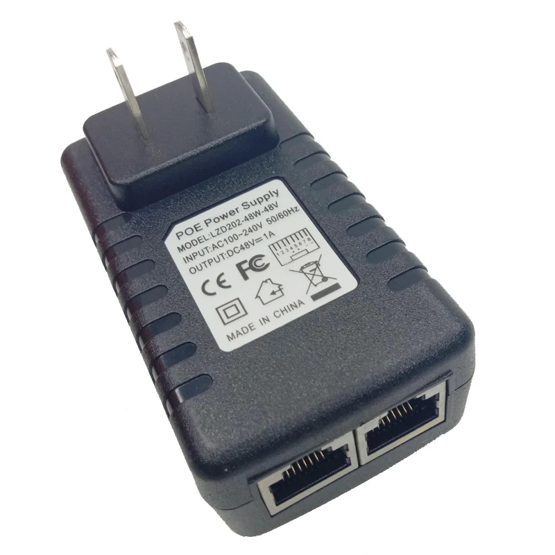 Питание 48 V 1A Ethernet POE инжектор 802.3af Мощность адаптер для IP Камера нам EUPlug DC48V 1000mA совместим с IEEE802.3af