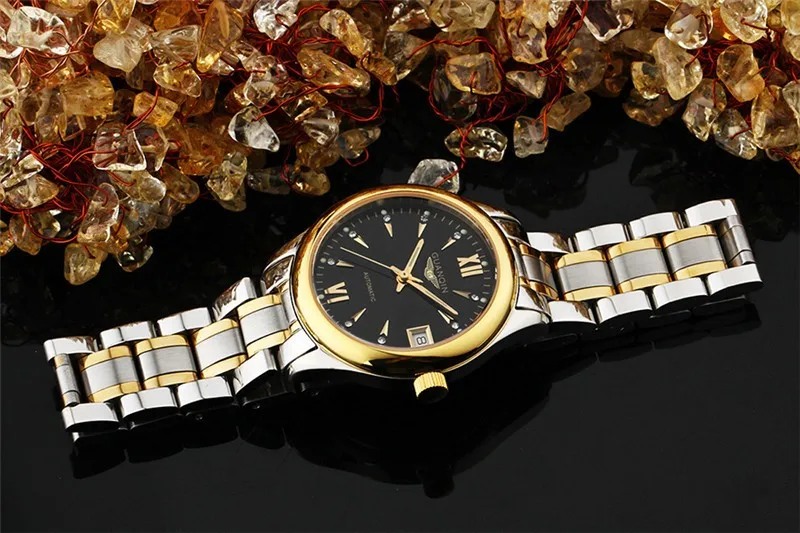Womens Watches GUANQIN Date Luminous Rainstone Automatic Watch Waterproof Mechanical Watch Brand Luxury Stainless Steel Back (13)