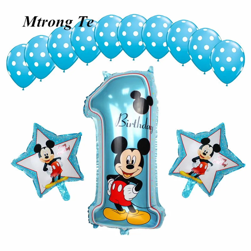 

13pcs Mickey Minnie Mouse Number Foil Balloons Star Heart Helium Latex Globos Baby Shower Birthday Party Decor Supplies KidsToys