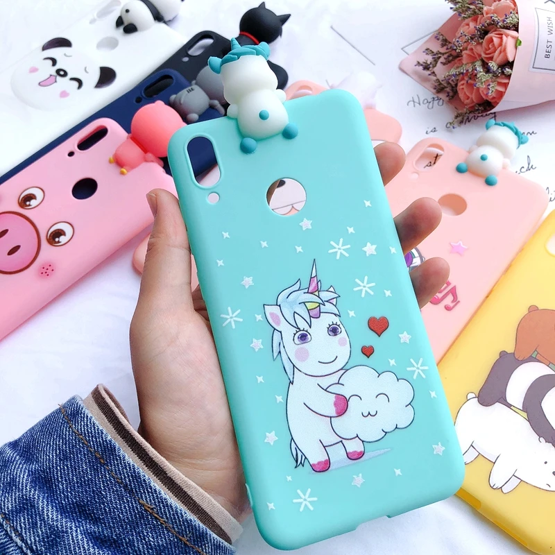 Y7 3D чехол для huawei Y7 чехол для телефона Kawaii Медведь Единорог силиконовый чехол для etui huawei Y7 Prime чехол+ отпечаток пальца - Цвет: 5