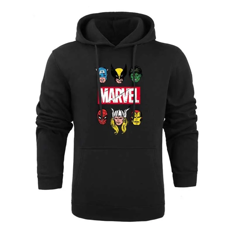 Новый Marvel толстовки Для мужчин бренд suprem с длинным рукавом Твердые Цвет