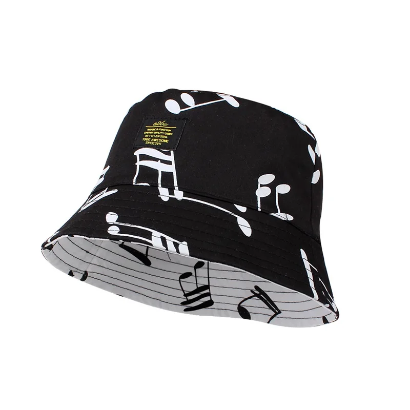 Both Side Cotton Print Kids Hat Music Spring Baby Sun Cap Casual Kids Bucket Hat Summer Panama Cap Fashion Baby Boys Clothing (6)