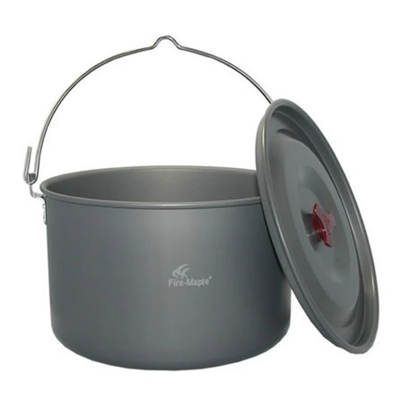 Alta capacidad de olla 8L para 6-8 personas Picnic al aire libre cocina utensilios de cocina colgando Pot Kettle de arce de fuego FMC-215 810G