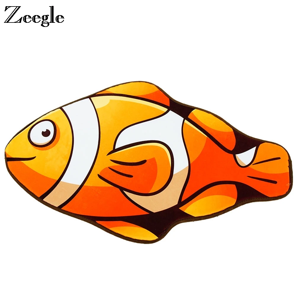 Zeegle мультяшный напольный коврик в форме рыбы 50*80 см нескользящий ковер для детей