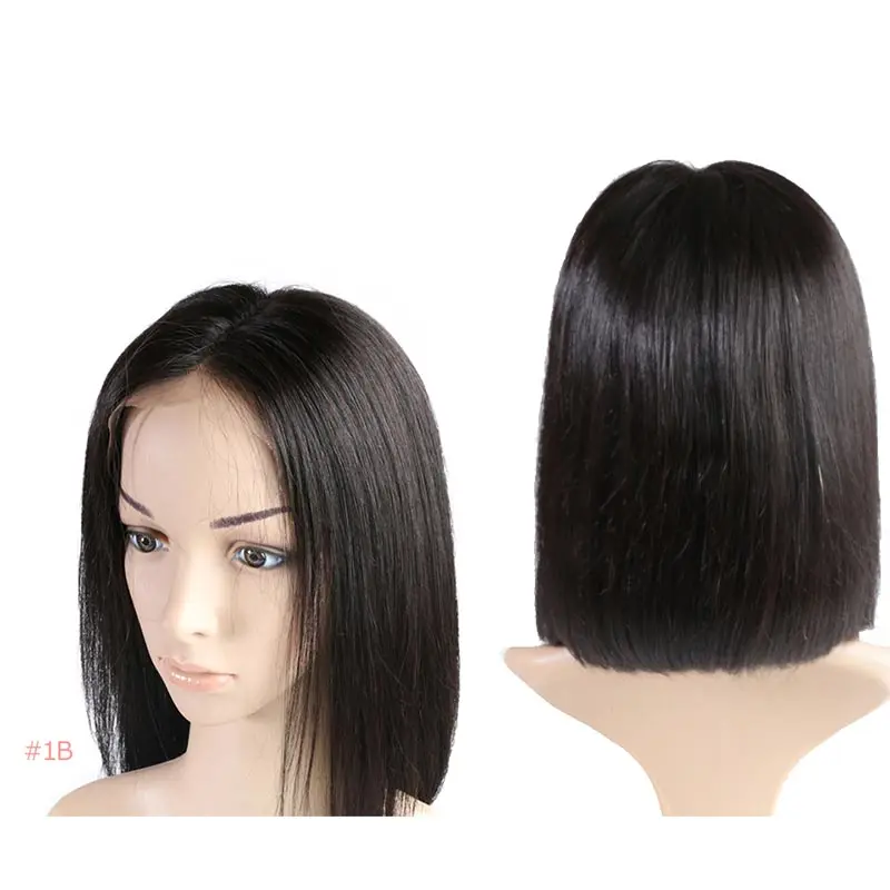 Online Ali Queen 13x4 13x6 pelucas delanteras de encaje 10A 150% 180% 200% pelucas de pelo Remy brasileño recto Natural negro corto Bob