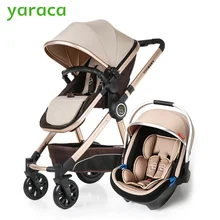 Luxury Baby Stroller 3 in 1 High Landscape Baby Carriages For Kids With Baby Car Seat