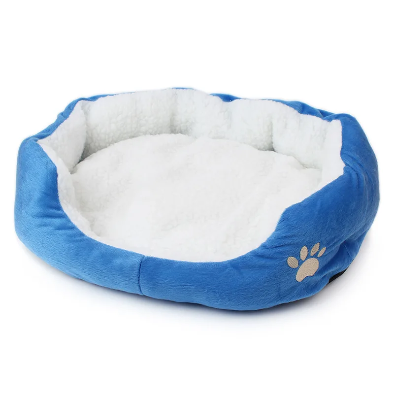Теплая Флисовая спальная кровать для щенка, собаки, дивана, водонепроницаемая Мягкая надувная подушка для маленьких детей, хлопковая подушка для кроликов и кошек - Цвет: Blue